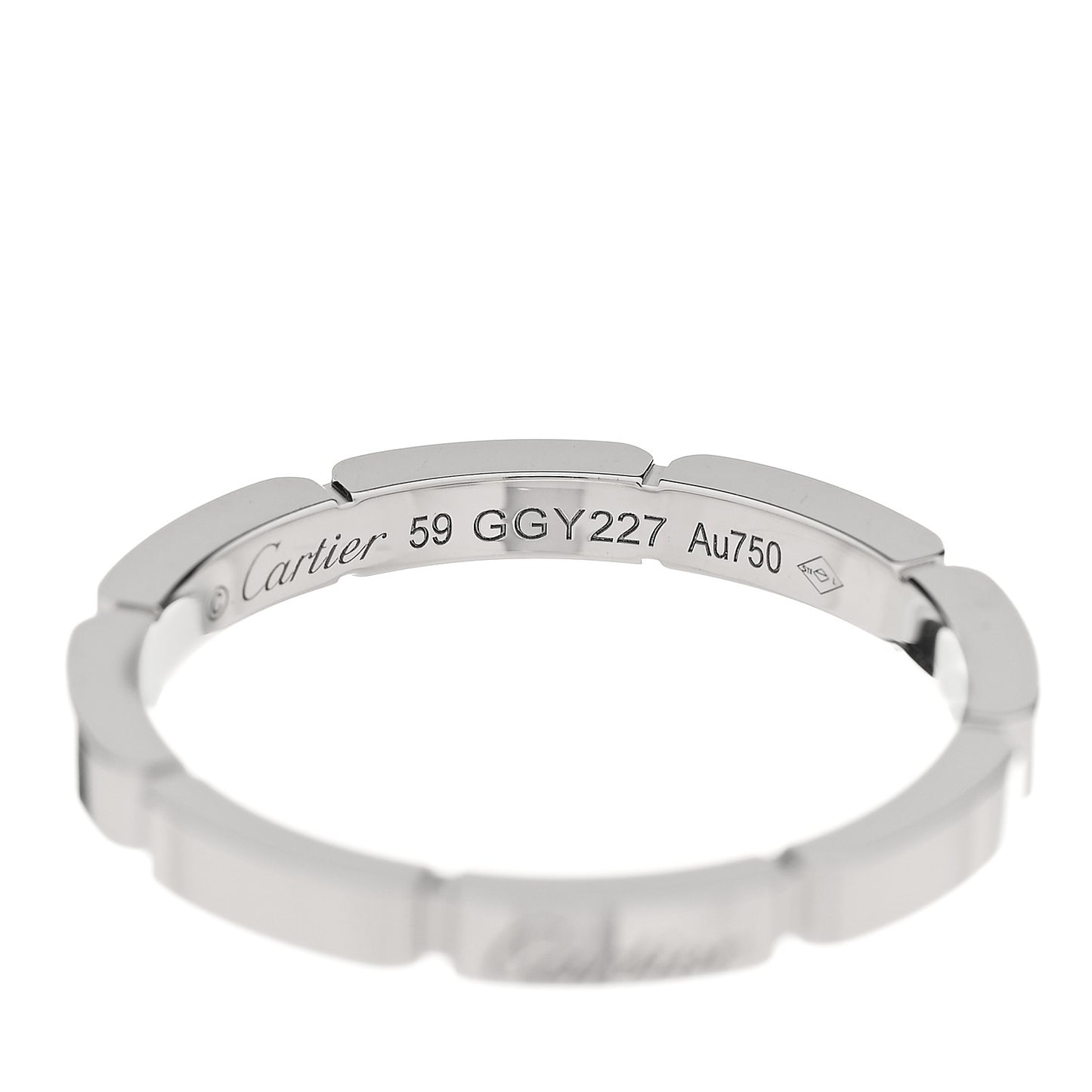 18K White Gold 2.5mm Maillon Panthere Wedding Band Ring 59 8.75