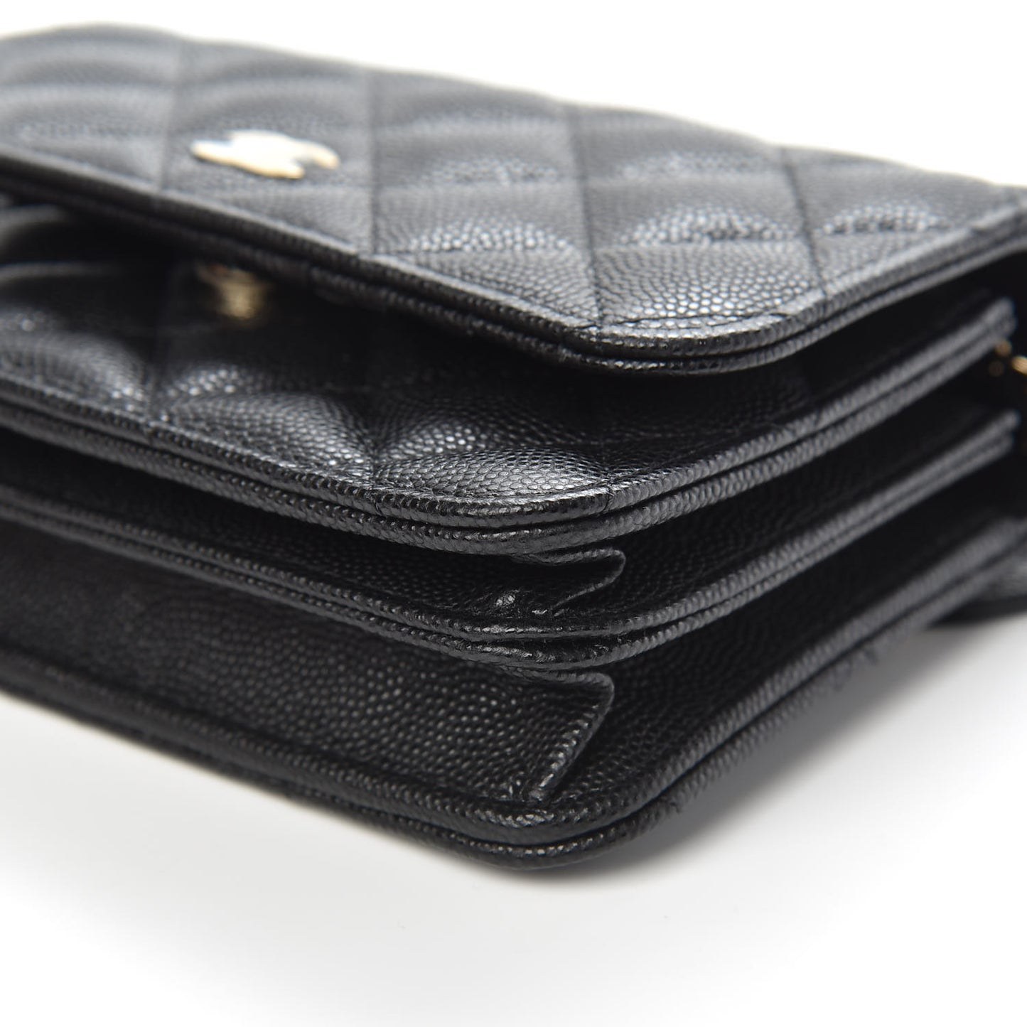 Caviar Quilted Mini Wallet On Chain WOC Black