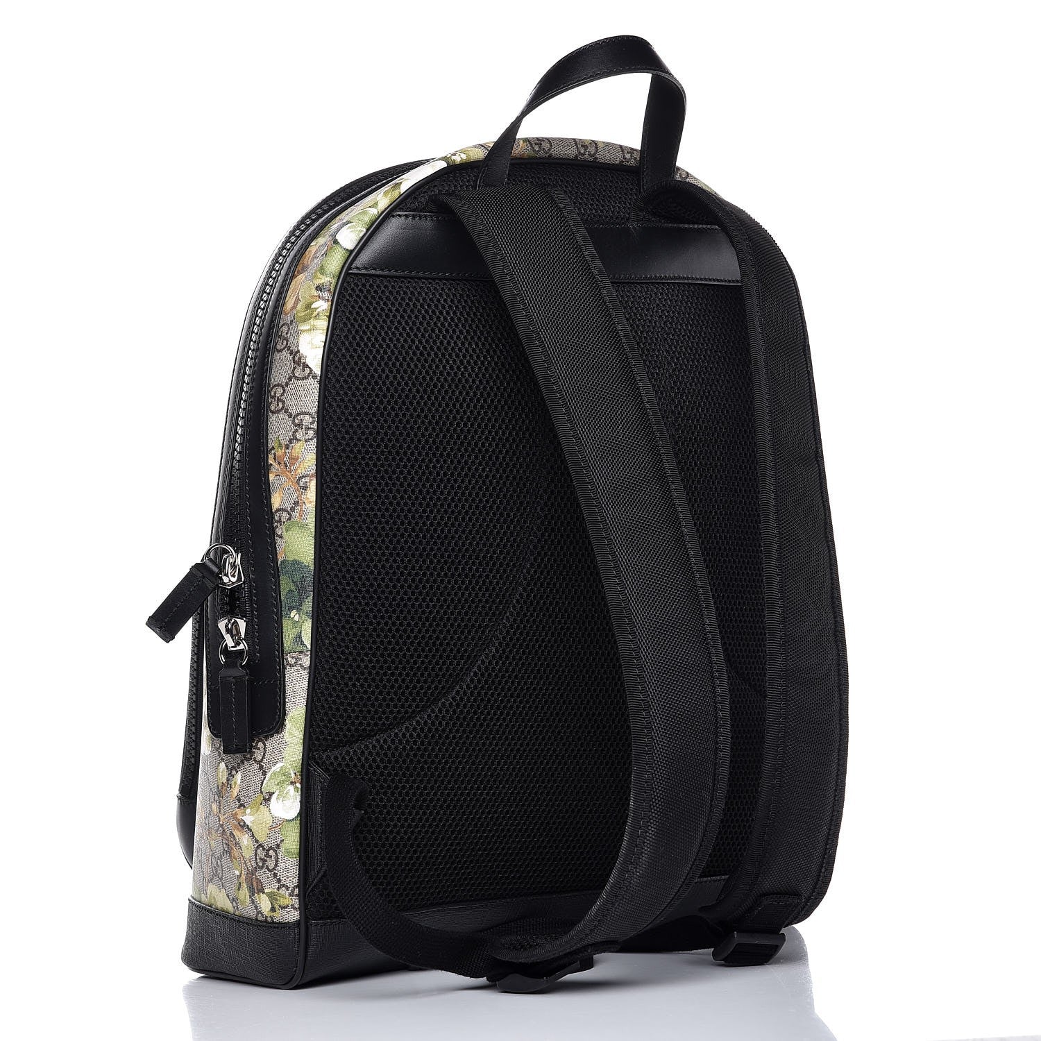 Gucci GG Supreme Monogram Blooms Medium Day Backpack Beige New Military Black 3 of 10