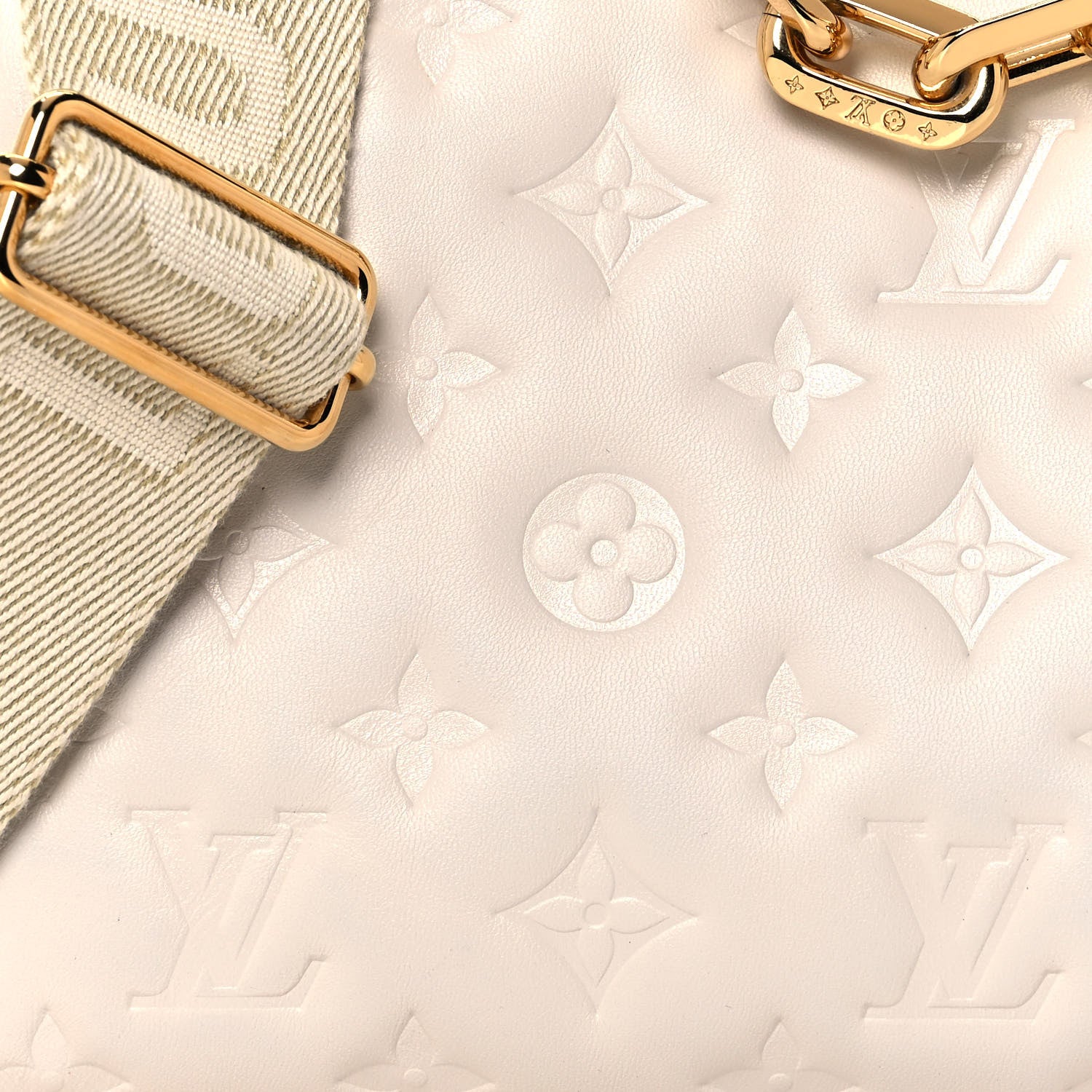 Louis Vuitton Lambskin Embossed Monogram Coussin PM Cream 7 of 12