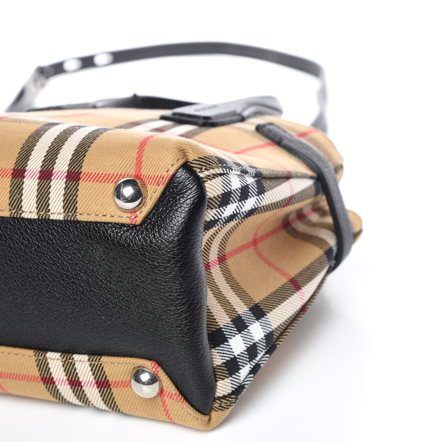 Burberry Goatskin Vintage Check Baby Banner Tote Black 10 of 10
