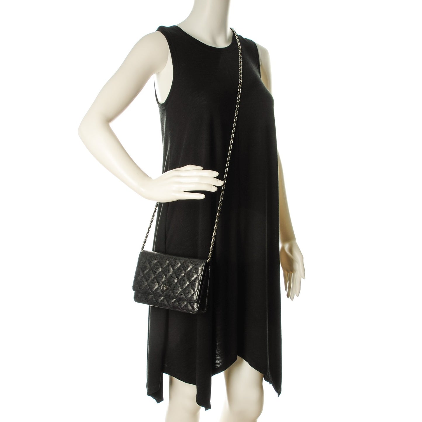 Caviar Quilted Wallet On Chain WOC Black