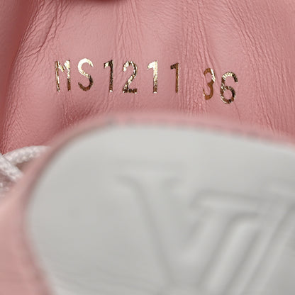 Louis Vuitton Monogram Embossed Calfskin Damier Azur Time Out Sneakers 36 Rose Clair Pink 8 of 9