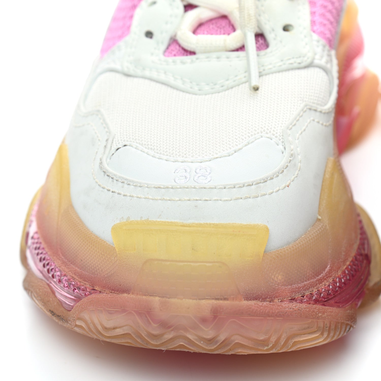 Balenciaga Fabric Mesh Clear Sole Womens Triple S Sneakers 38 White Pink 9 of 13