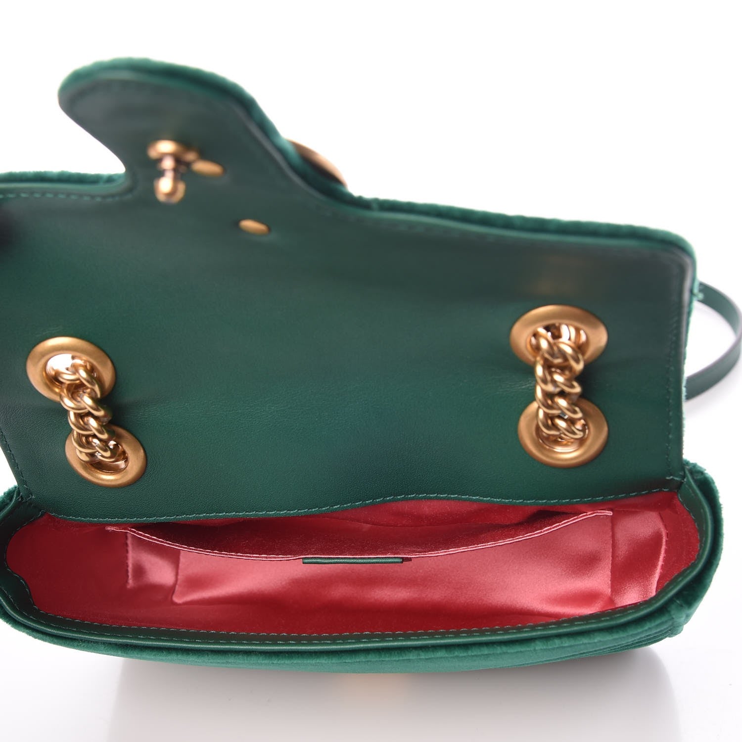Gucci Velvet Matelasse Mini GG Marmont Shoulder Bag Emerald 5 of 8