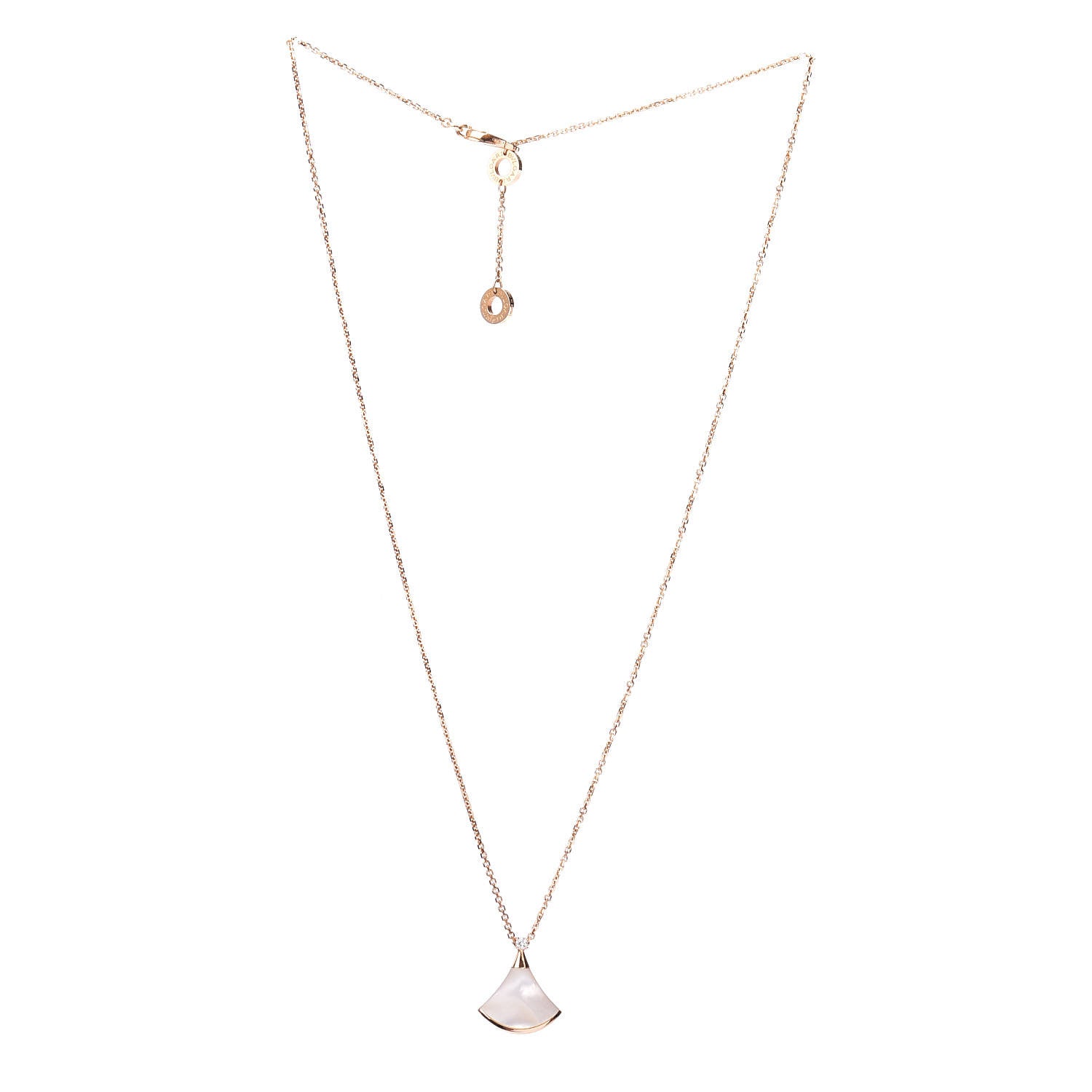 Bulgari 18K Rose Gold Diamond Mother of Pearl Small Divas' Dream Pendant Necklace 3 of 5