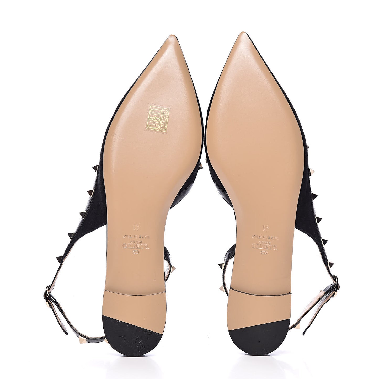 Suede Rockstud Slingback Flats 41 Black