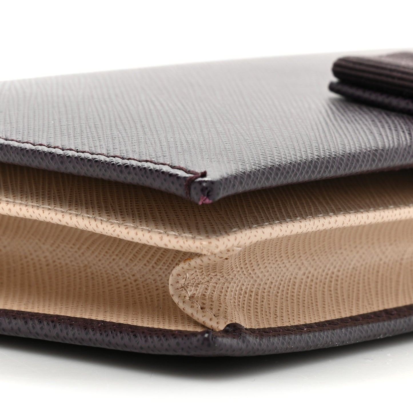 Calfskin Vara Wallet On Chain Plum