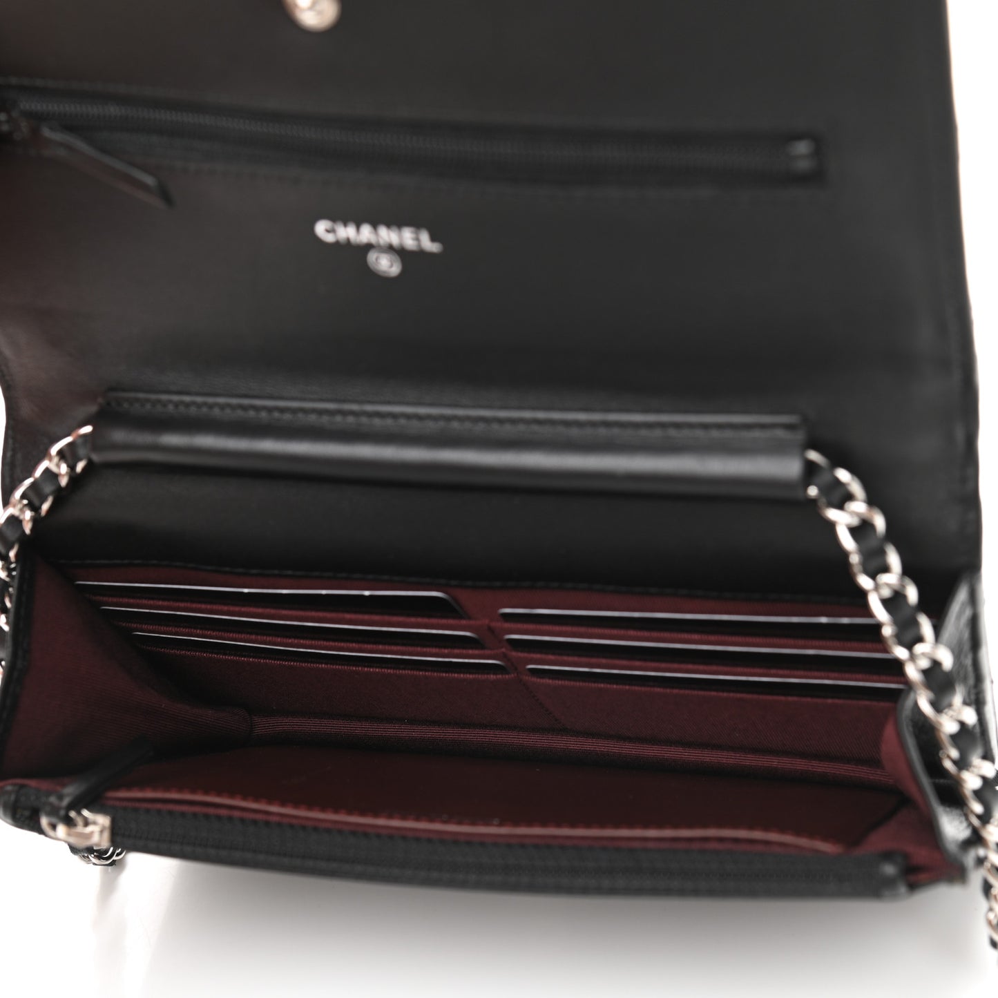 Lambskin Quilted Wallet On Chain WOC Black