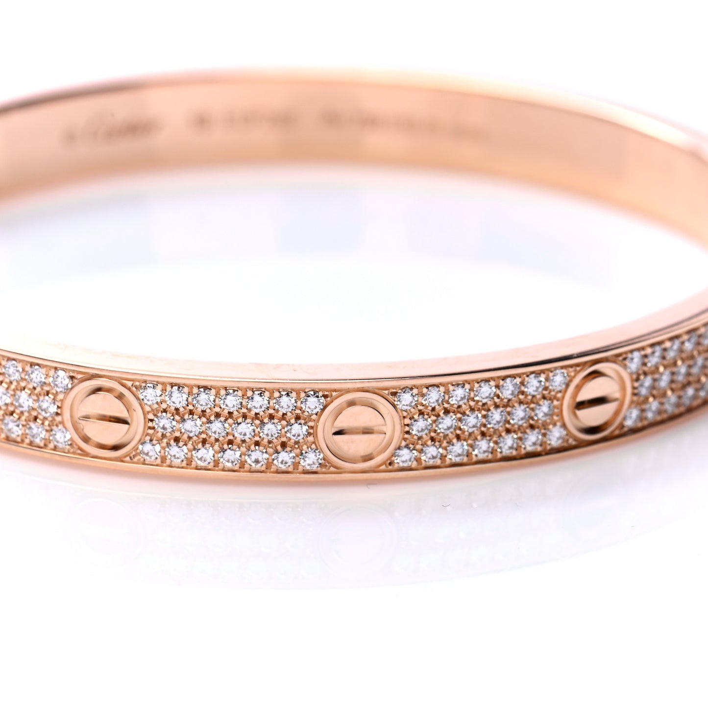 18K Pink Gold Diamond LOVE Paved Bracelet 18