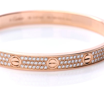 Cartier 18K Pink Gold Diamond LOVE Paved Bracelet 18 4 of 9