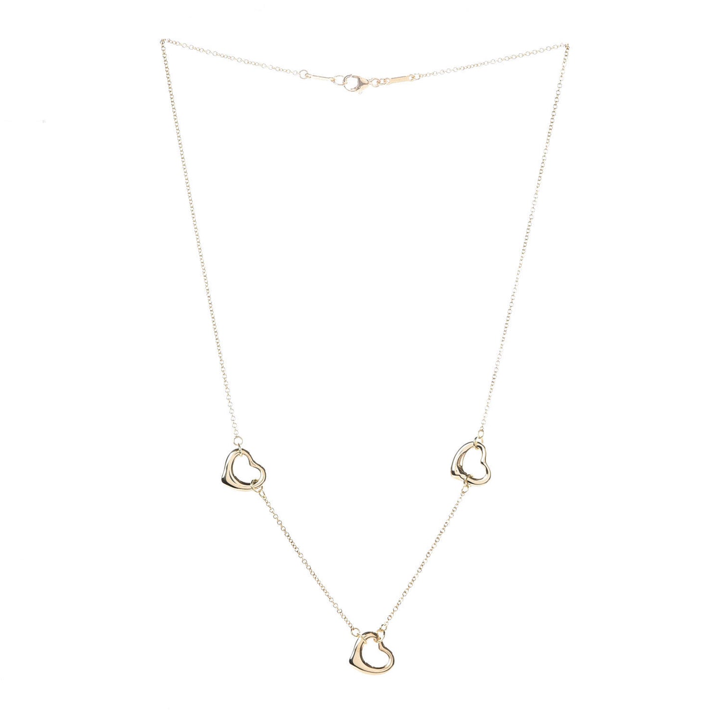 18K Yellow Gold Elsa Peretti 3 Open Heart Station Necklace