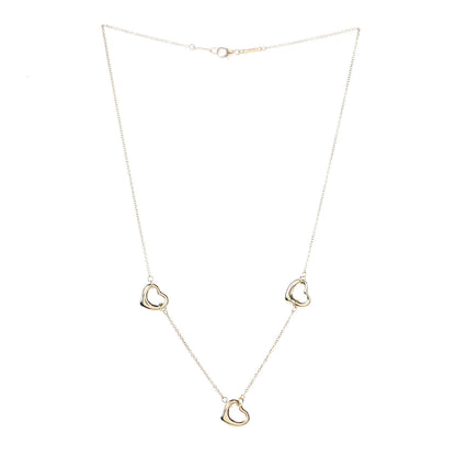 Tiffany 18K Yellow Gold Elsa Peretti 3 Open Heart Station Necklace 3 of 5