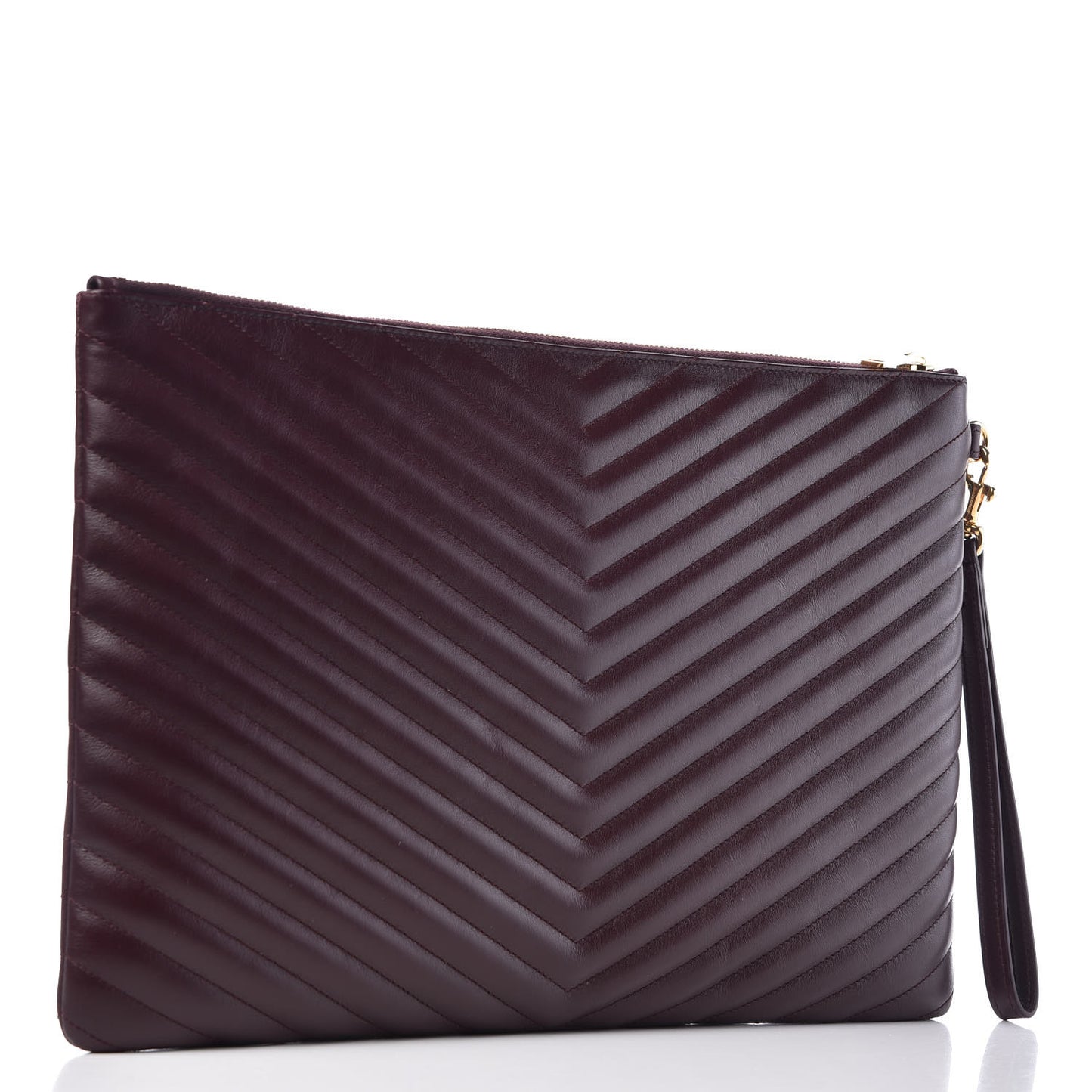 Calfskin Matelasse Chevron Monogram Document Holder Amaranto
