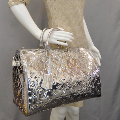 Louis Vuitton Monogram Miroir Speedy 35 Silver 2 of 9