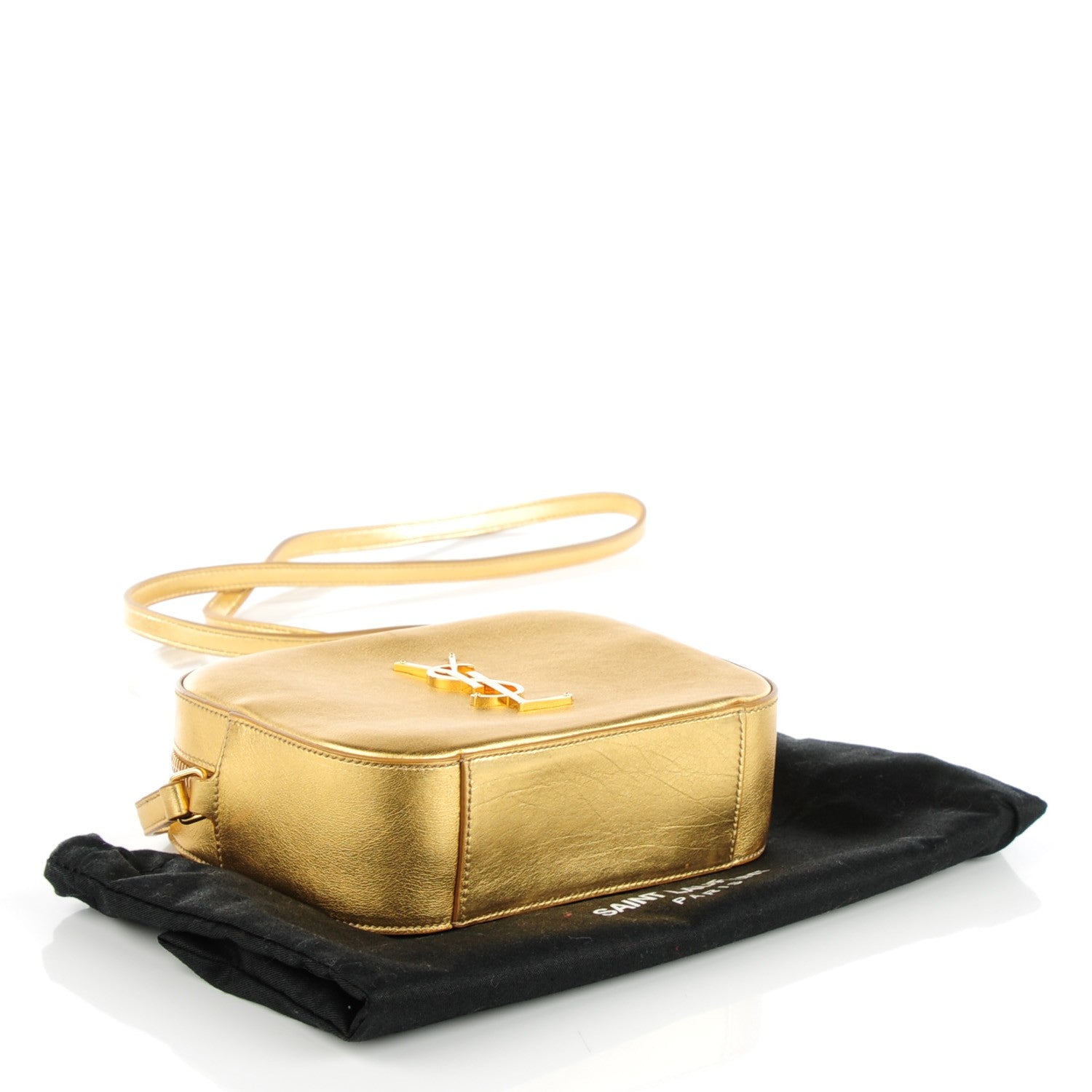 Saint Laurent Metallic Calfskin Small Classic Monogram Camera Bag Gold 4 of 7