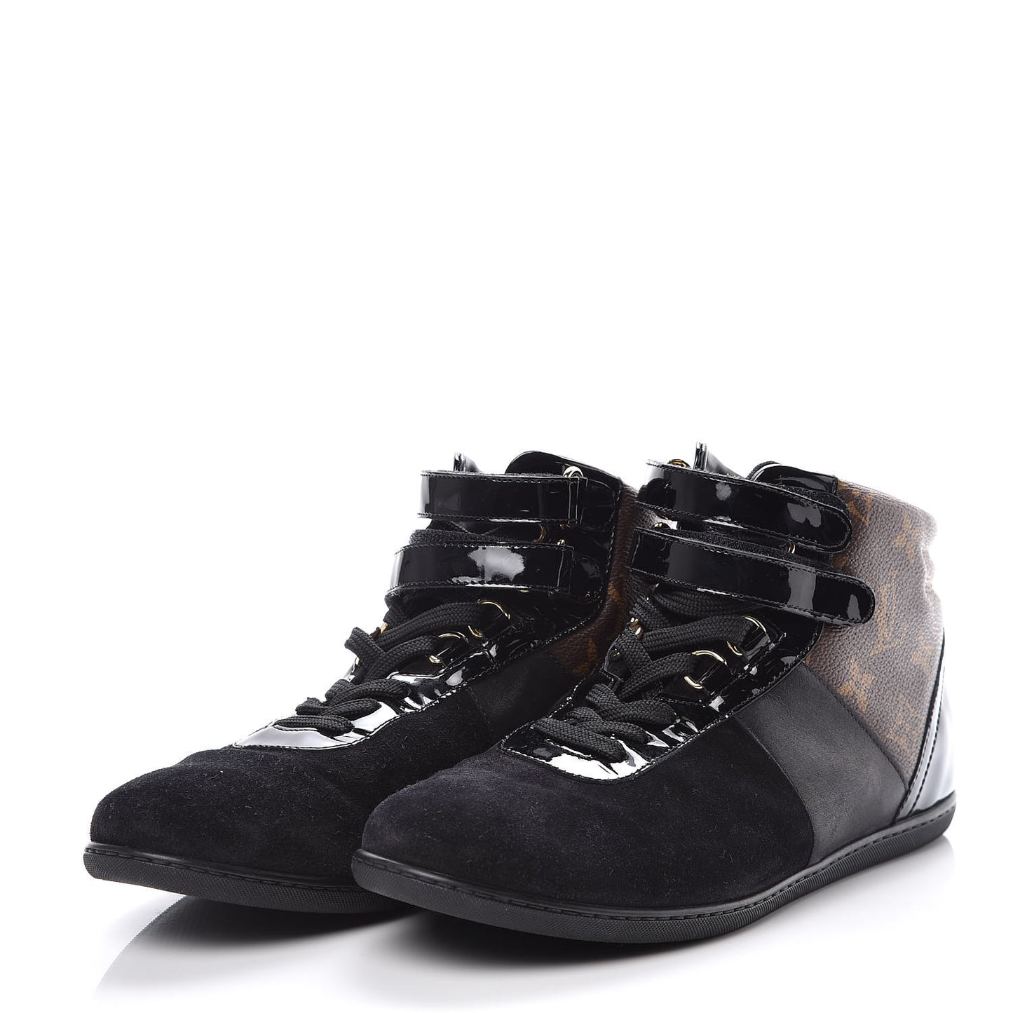 Suede Patent Monogram Move Up Sneakers 38 Black