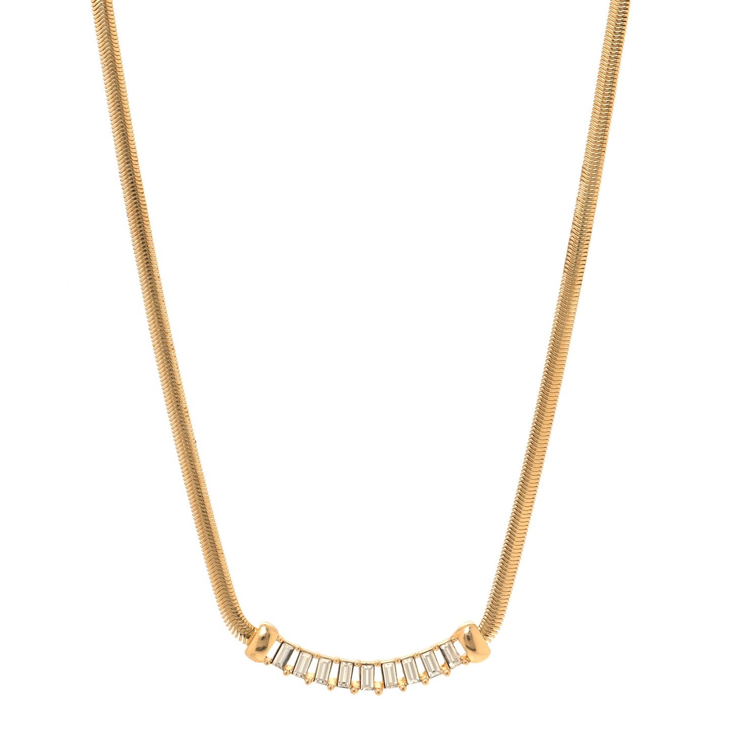 Crystal Baguette Necklace Gold