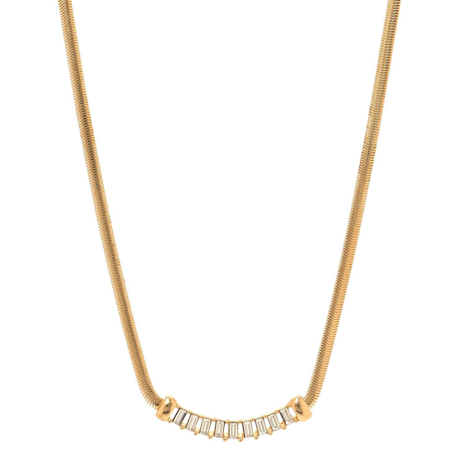 Christian Dior Crystal Baguette Necklace Gold 1 of 5