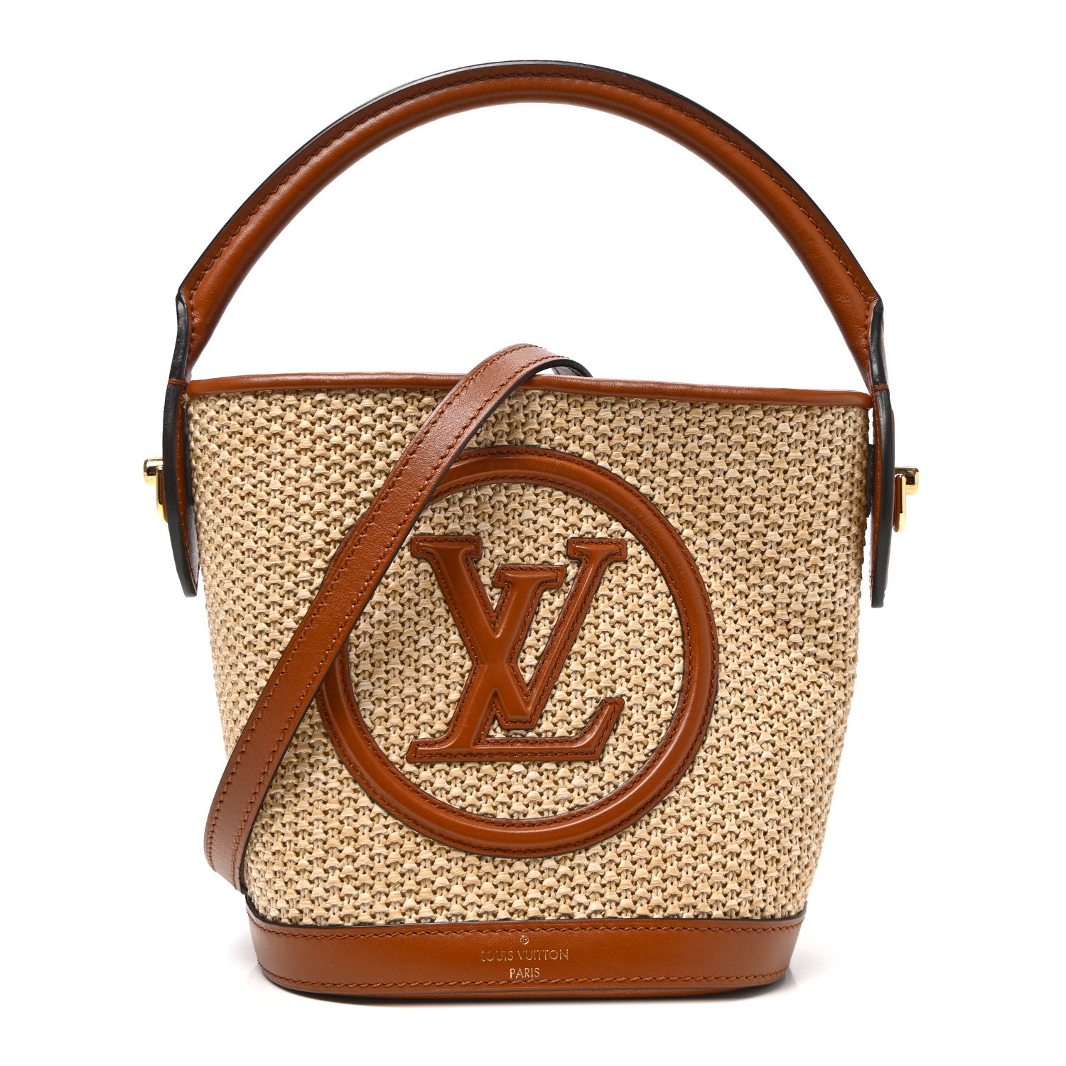 Louis Vuitton Kitted Raffia Petit Bucket Caramel 1 of 9