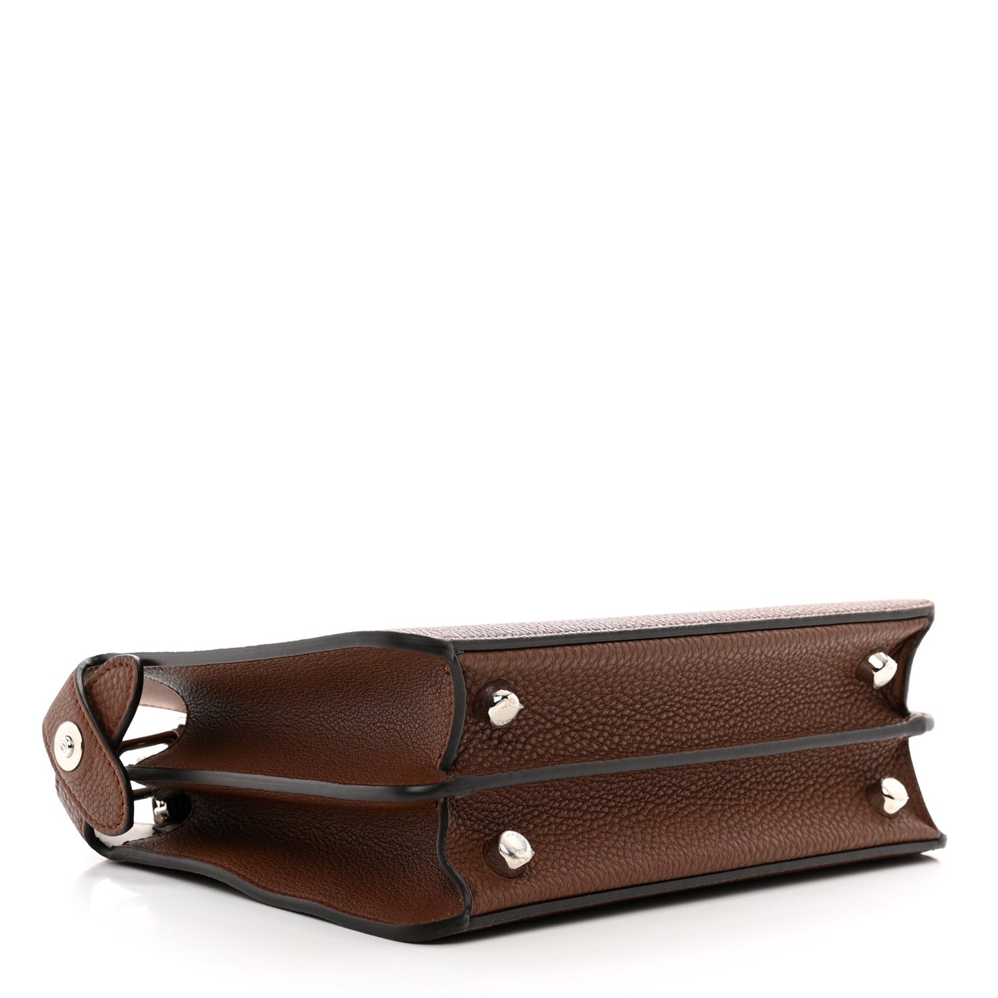 Cuoio Romano Vitello Cover Glazed Fabric Bi-Color FF 1974 Mini Peekaboo I SEE U Satchel Ghianda Grezzo