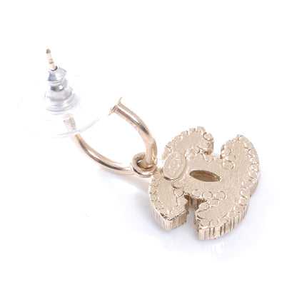 Chanel Crystal CC Enamel Striped Dangle Earrings Gold 4 of 5