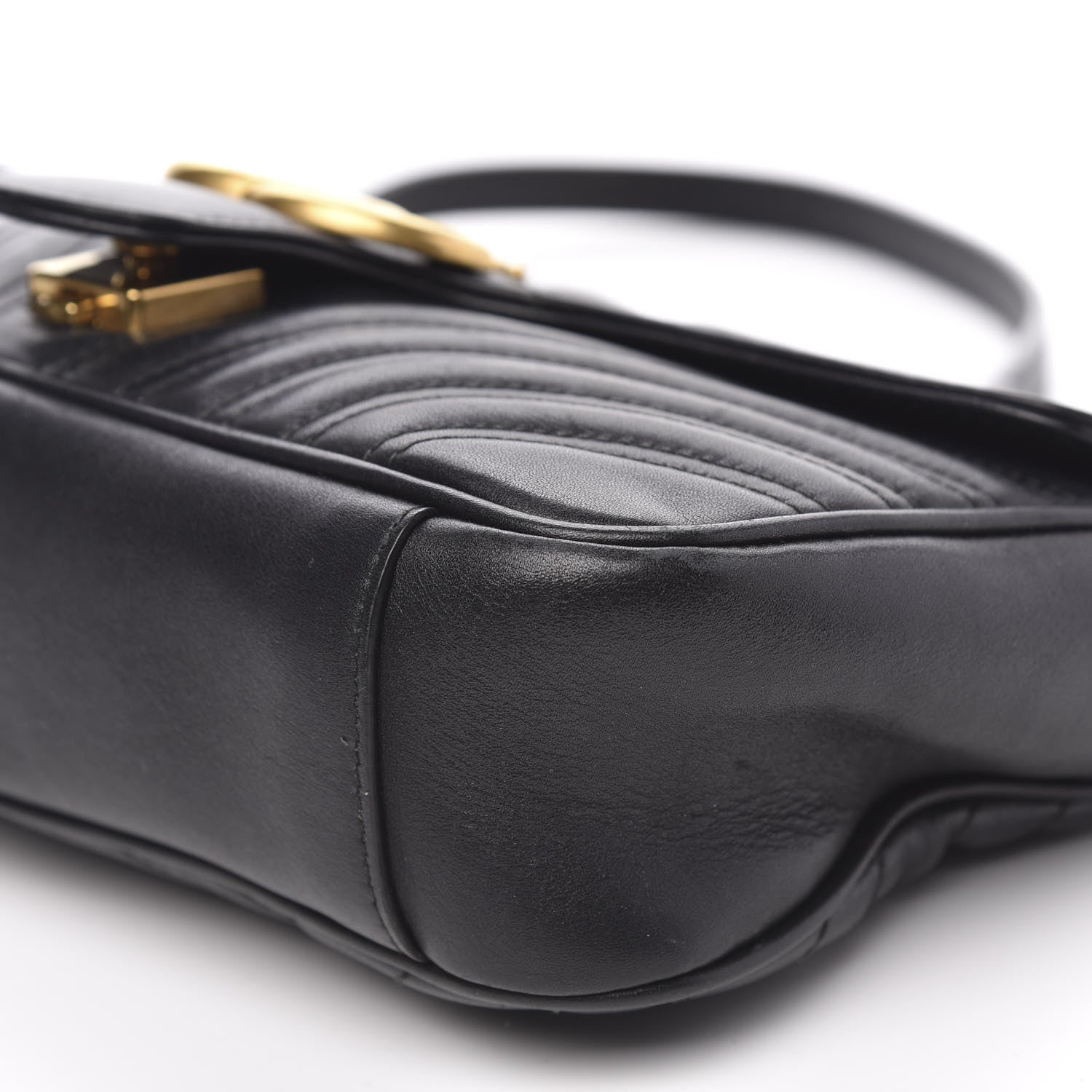Gucci Calfskin Matelasse Small GG Marmont Shoulder Bag Black 9 of 15