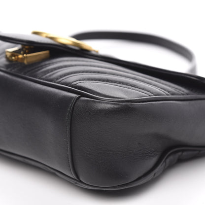 Gucci Calfskin Matelasse Small GG Marmont Shoulder Bag Black 9 of 15