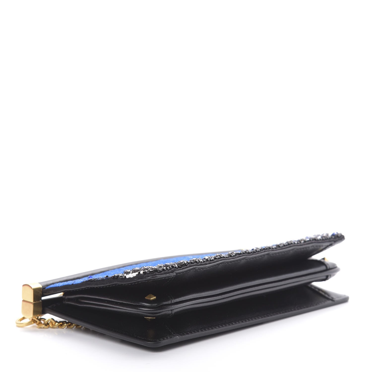 Valentino Garavani Nappa Beaded Embellished Carry Secrets Clutch Blue 4 of 9