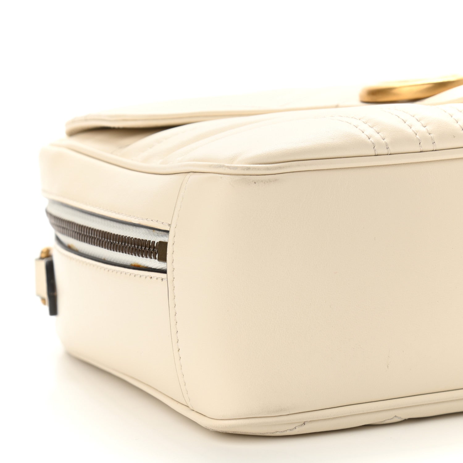 Gucci Calfskin Matelasse Sylvie Web Small GG Marmont Top Handle Shoulder Bag White 10 of 14