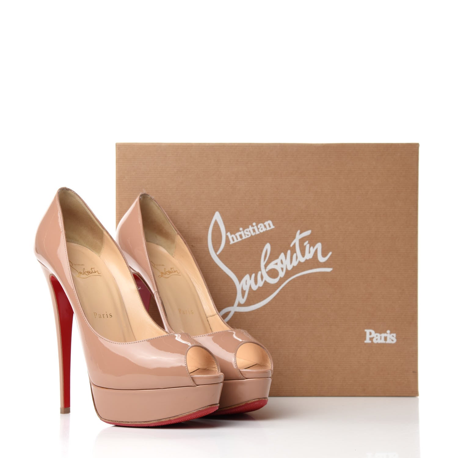 Christian Louboutin Patent Lady Peep 150 Pumps 39 Nude 12 of 12