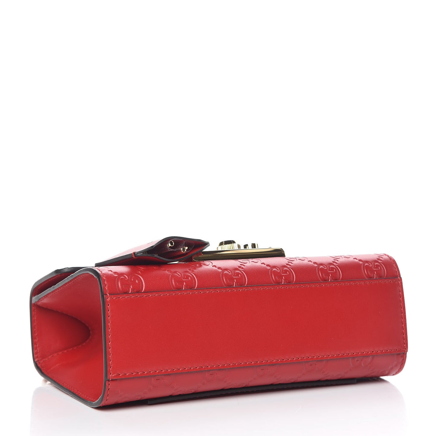 Guccissima Small Padlock Shoulder Bag Hibiscus Red