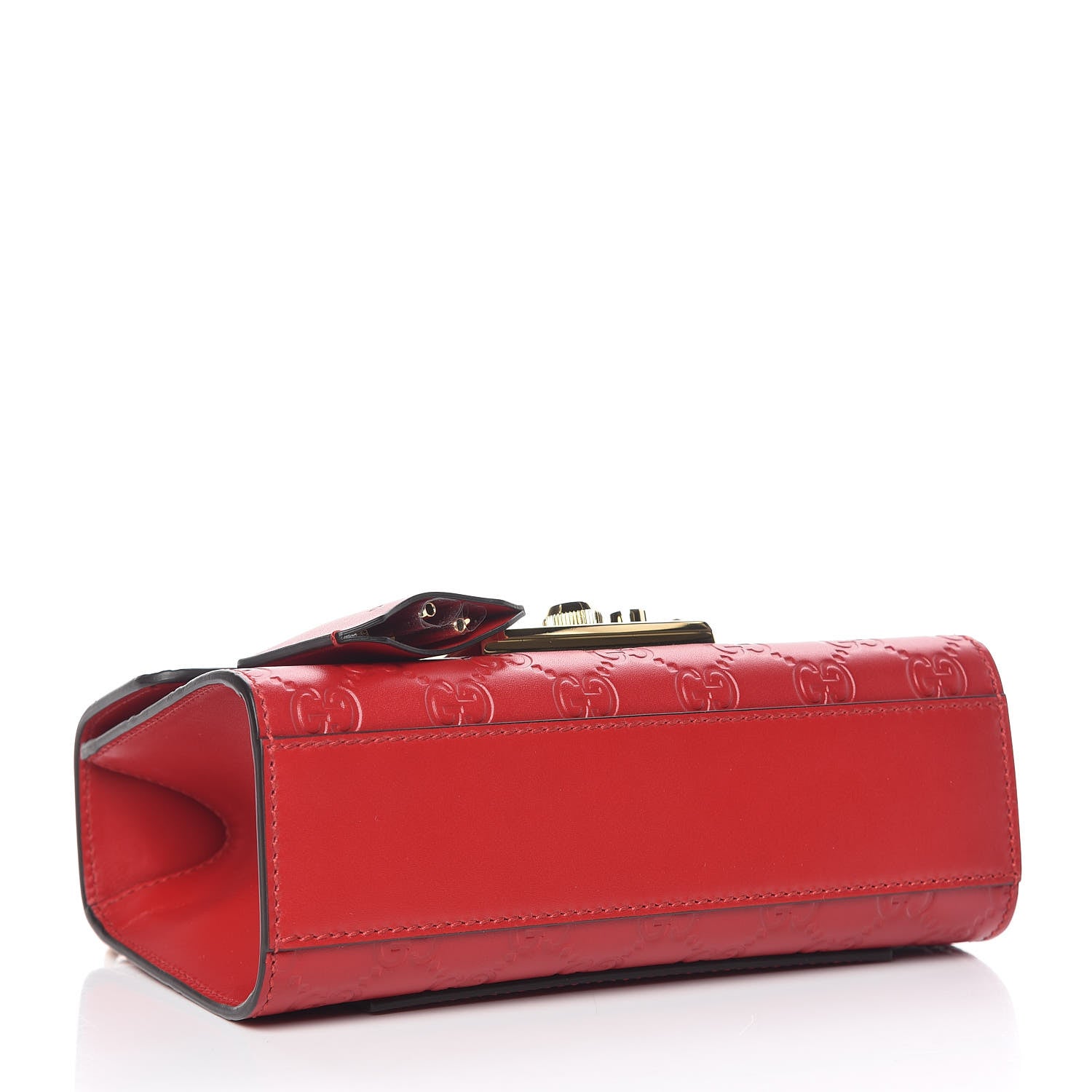 Gucci Guccissima Small Padlock Shoulder Bag Hibiscus Red 4 of 9