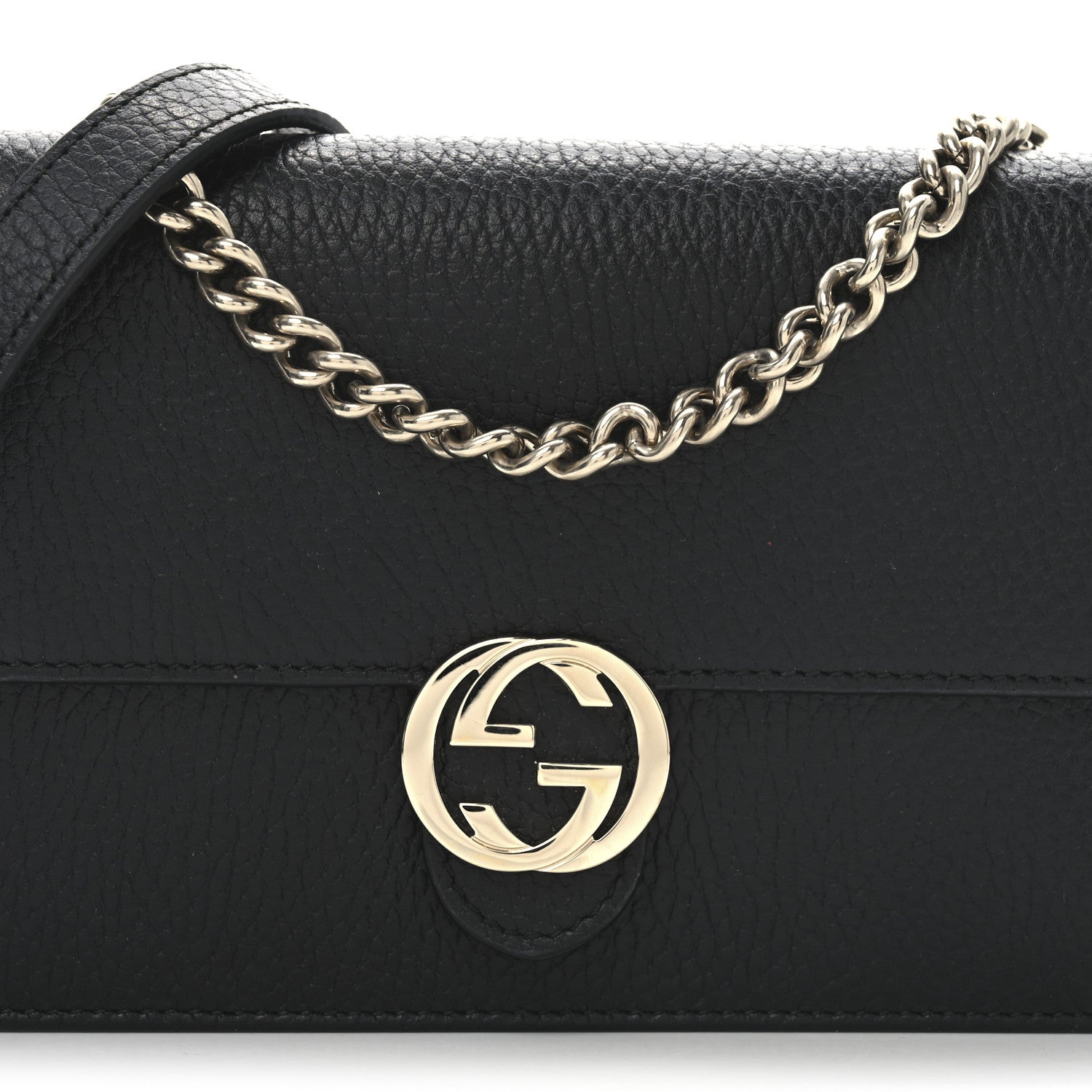 Gucci Dollar Calfskin Interlocking G Chain Wallet Black 8 of 11