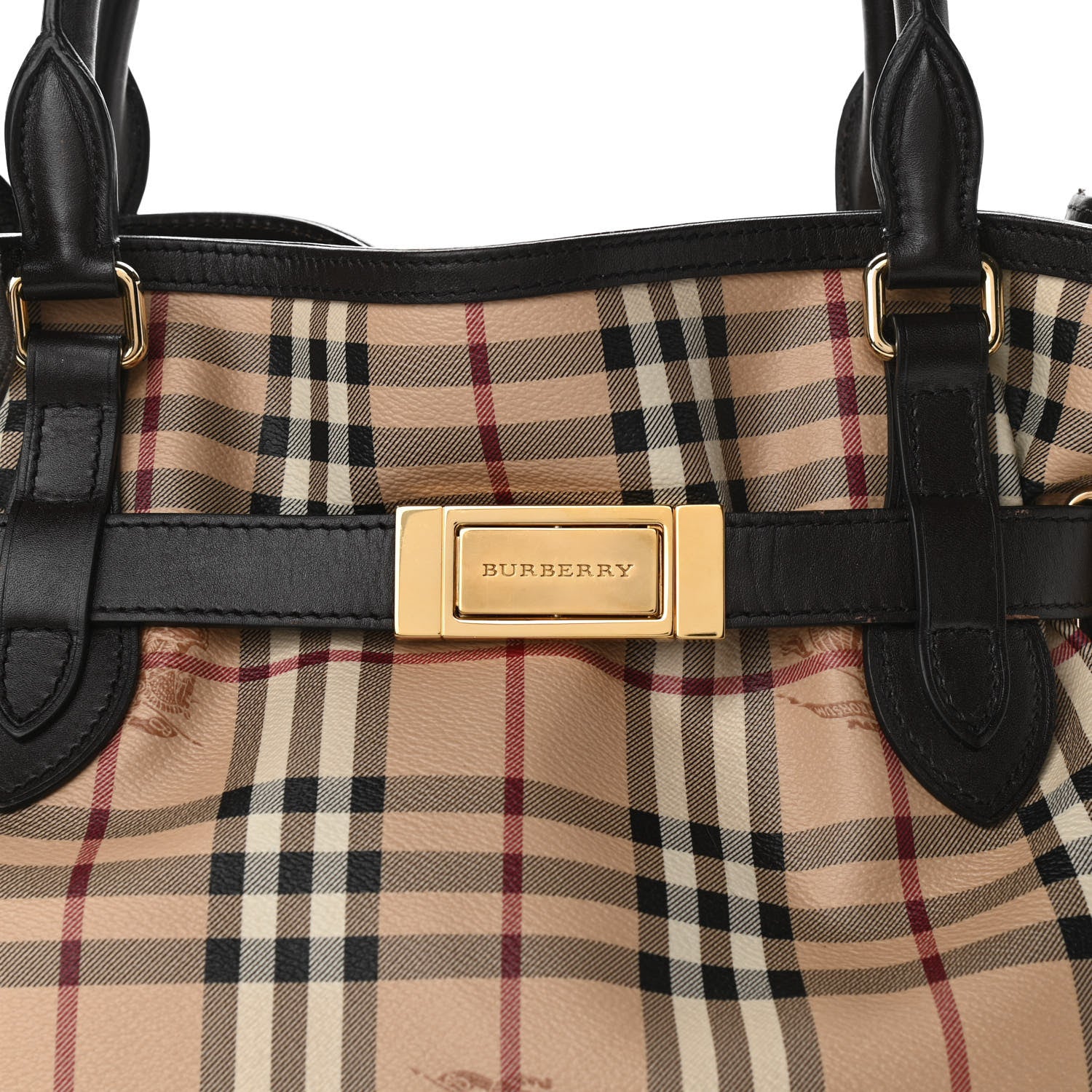 Burberry Haymarket Check Medium Golderton Tote Chocolate 7 of 9