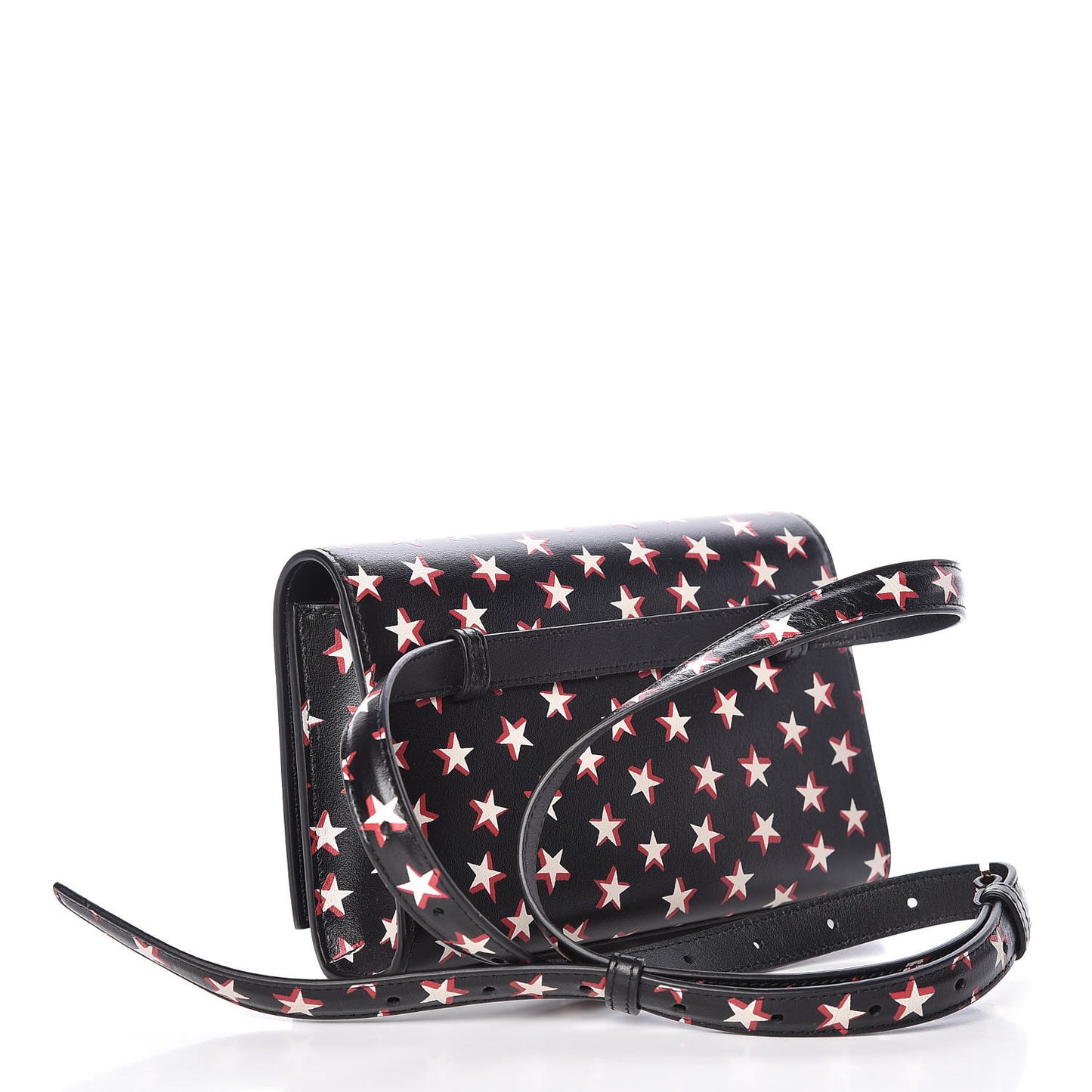 Smooth Calfskin Star Print Monogram Kate Belt Bag Black Ivory Red