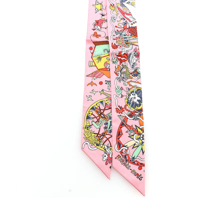 Hermes Silk La Folle Parade Twilly Rose Malabar White 2 of 3