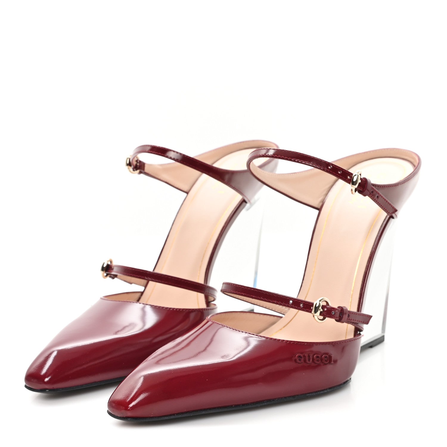 Gucci Patent Wedge Mules 39 Rosso Ancora 4 of 10