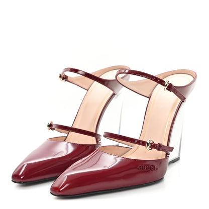 Gucci Patent Wedge Mules 39 Rosso Ancora 4 of 10