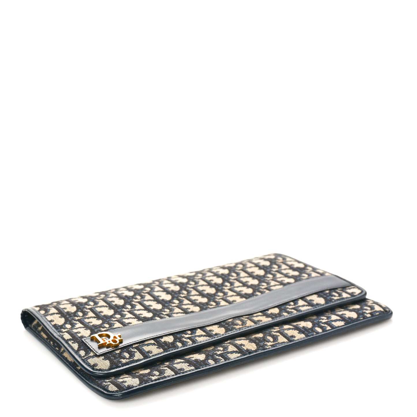 Monogram Flap Clutch Navy Blue