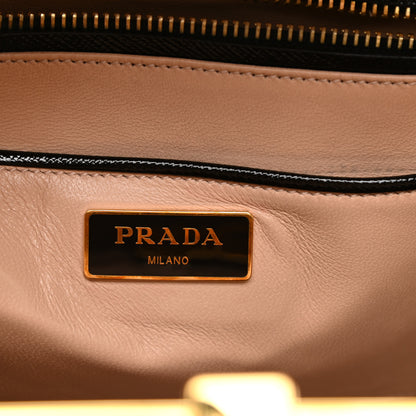 Prada Saffiano Vernice Pyramid Bag Black White Rosso 6 of 10