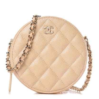 Chanel Caviar Quilted Round Clutch With Chain Beige 1 of 10