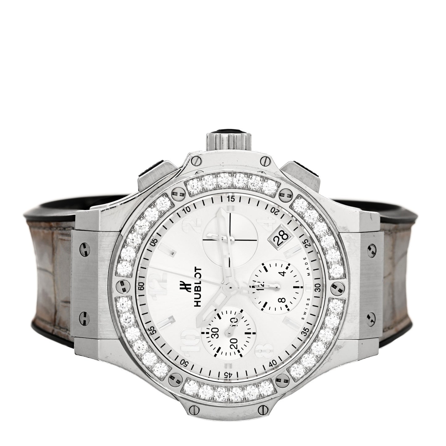 Stainless Steel Alligator Diamond Bezel 41mm Big Bang Automatic Watch 343.ST.5010.ST.1904
