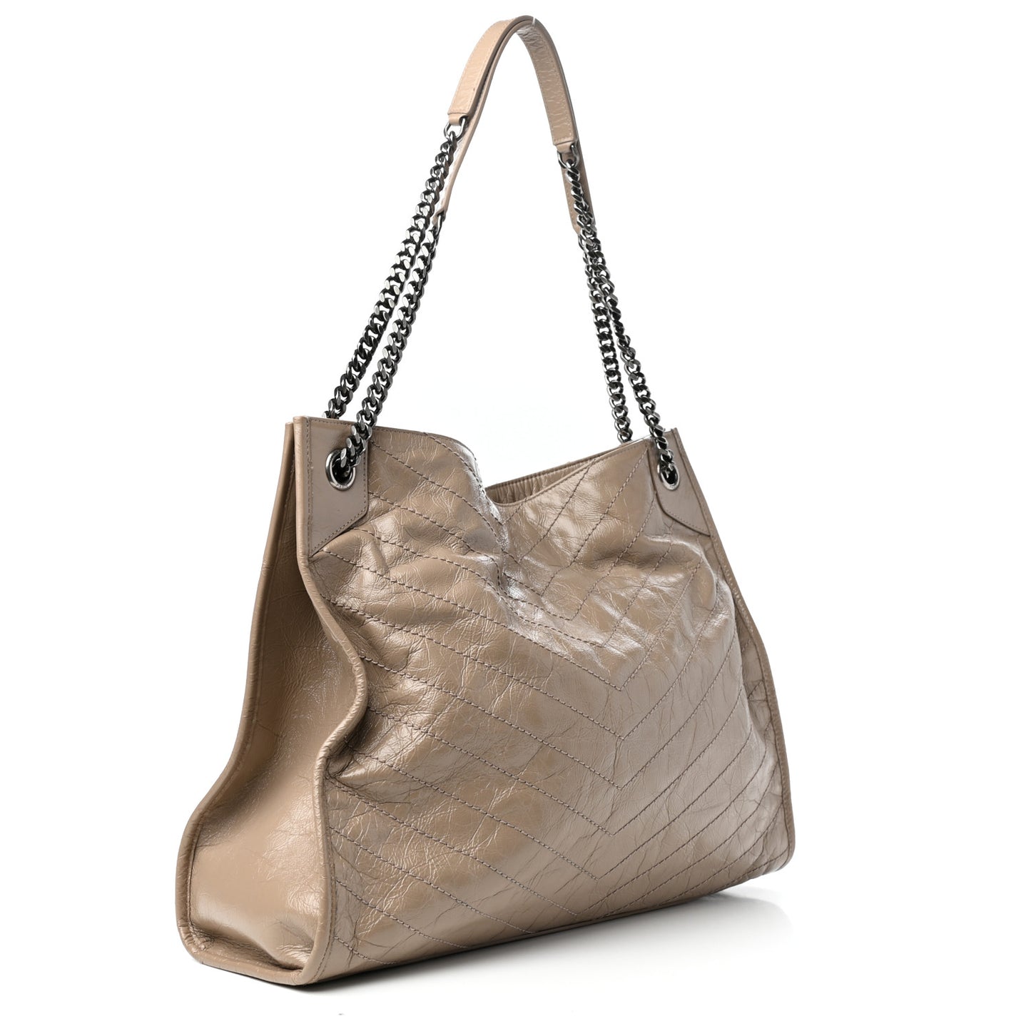Crinkled Calfskin Matelasse Monogram Niki Shoulder Bag Gold Sand