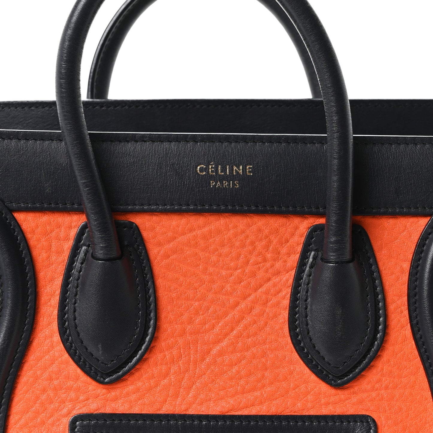 Elephant Calfskin Nano Tri-Color Luggage Bright Orange