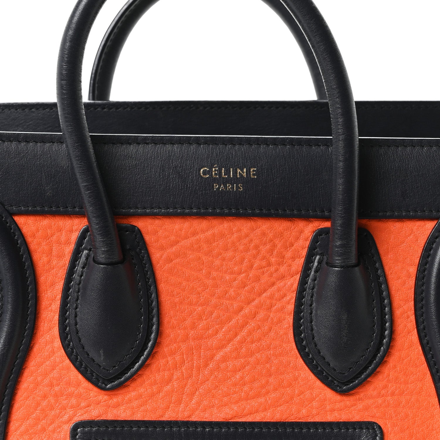 Celine Elephant Calfskin Nano Tri-Color Luggage Bright Orange 7 of 9