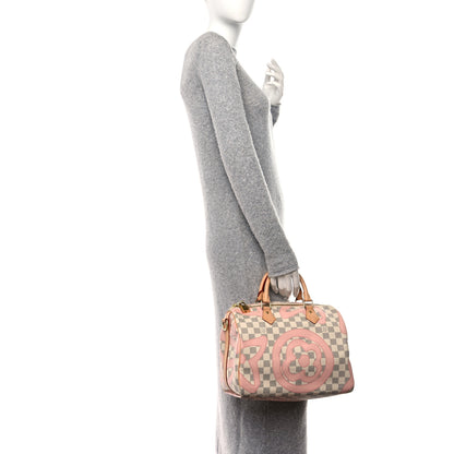 Louis Vuitton Damier Azur Tahitienne Speedy Bandouliere 30 Rose Ballerine 2 of 12
