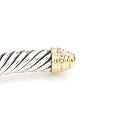 David Yurman Sterling Silver 18K Yellow Gold Diamond 5mm Cable Classics Bracelet 4 of 5