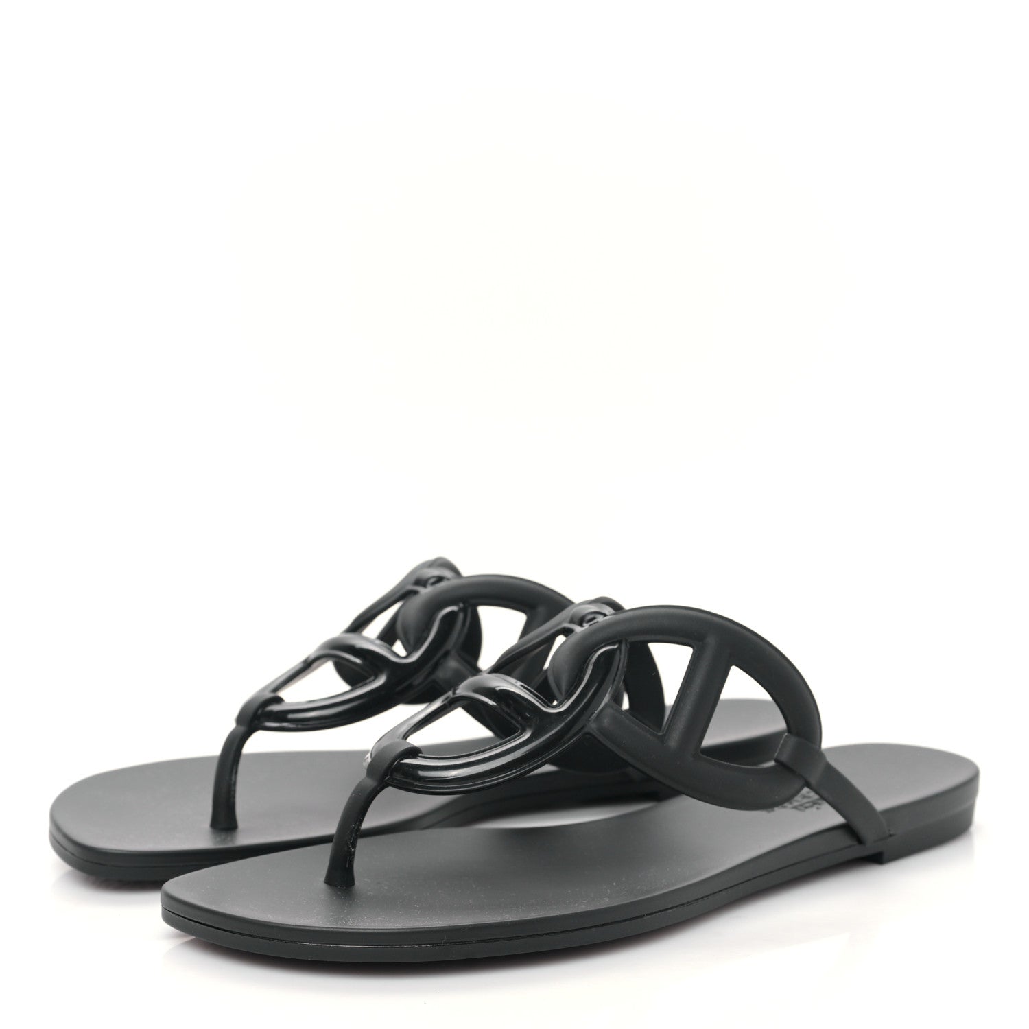 Hermes Rubber Womens Egerie Sandals 38 Black 3 of 8