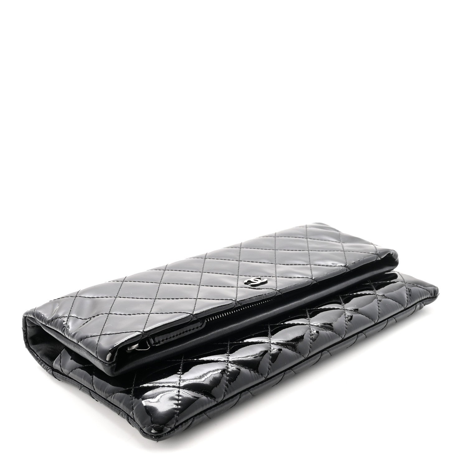 Chanel Patent Calfskin Quilted Beauty CC Clutch Black 4 of 7